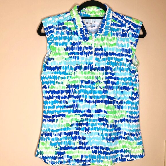 ICIKULs Tops - ICIKULS Cap Sleeve Golf Shirt, Blue, Green, White, Size L